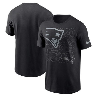 Men's New England Patriots Black RFLCTV T Shirt