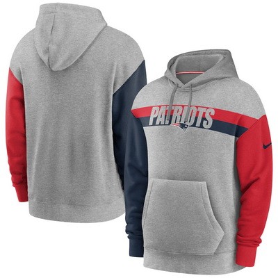 Men's New England Patriots Gray Heathered Heritage Tri Blend Pullover Hoodie