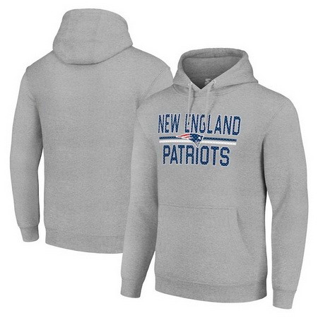 Men's New England Patriots Starter Gray Mesh Team Graphic Tri Blend Pullover Hoodie