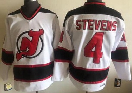 Men's New Jersey Devils #4 Scott Stevens White Throwback Jersey