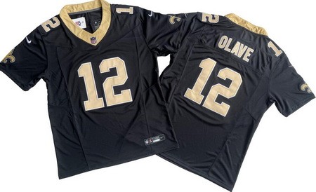 Men's New Orleans Saints #12 Chris Olave Limited Black FUSE Vapor Jersey