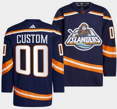 Men's New York Islanders Customized Navy 2022 Reverse Retro Authentic Jersey