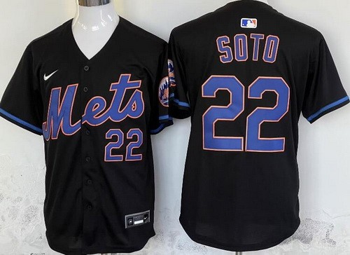 Men's New York Mets #22 Juan Soto Black Limited Jersey