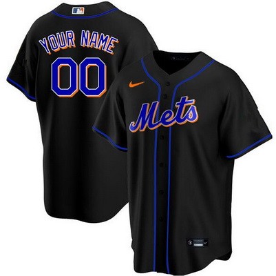 Men's New York Mets Customized Black Nike Cool Base Jersey