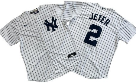 Men's New York Yankees #2 Derek Jeter White Player Name Cool Base Jersey