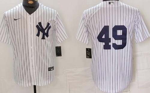 Men's New York Yankees #49 Ron Guidry White Cool Base Jersey