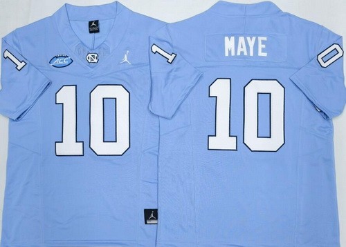 Men's North Carolina Tar Heels #10 Drake Maye Light Blue 2026 FUSE College Football Jersey