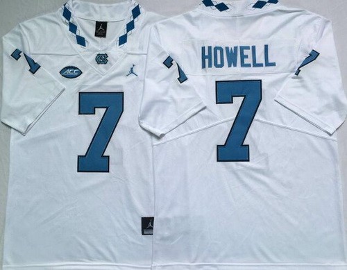 Men's North Carolina Tar Heels #7 Sam Howell White 2020 College Football Jersey