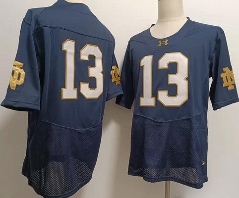 Men's Notre Dame Fighting Irish #13 Riley Leonard Navy College Football Jersey
