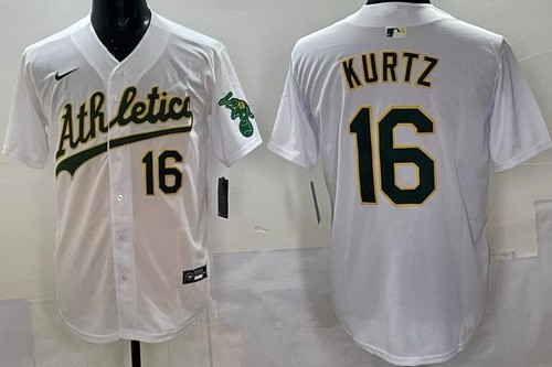 Men's Oakland Athletics #16 Nick Kurtz White Limited Jersey