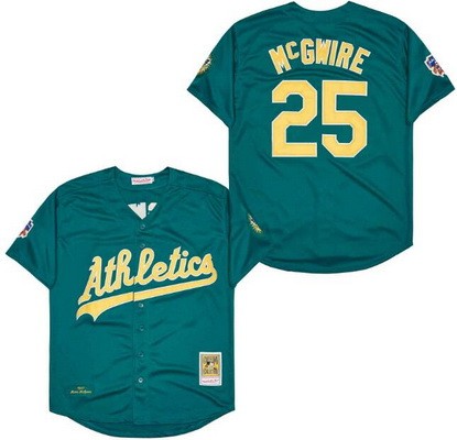 Men's Oakland Athletics #25 Mark McGwire Green 1997 Throwback Jersey