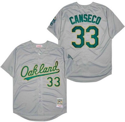 Men's Oakland Athletics #33 Jose Canseco Gray Throwback Jersey