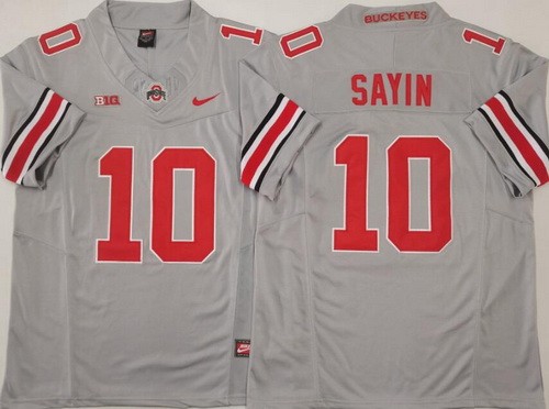 Men's Ohio State Buckeyes #10 Julian Sayin Limited Gray FUSE College Football Jersey