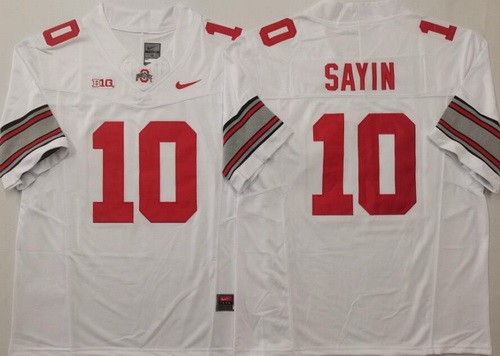 Men's Ohio State Buckeyes #10 Julian Sayin Limited White 2025 FUSE College Football Jersey