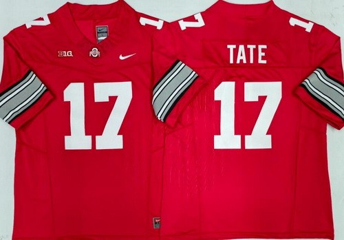 Men's Ohio State Buckeyes #17 Carnell Tate Red 2025 FUSE College Football Jersey