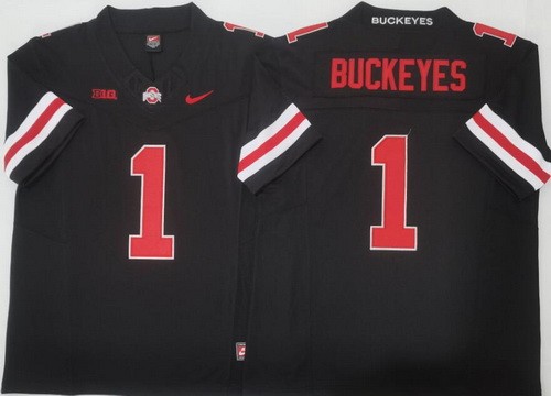 Men's Ohio State Buckeyes #1 Buckeyes Black FUSE College Football Jersey