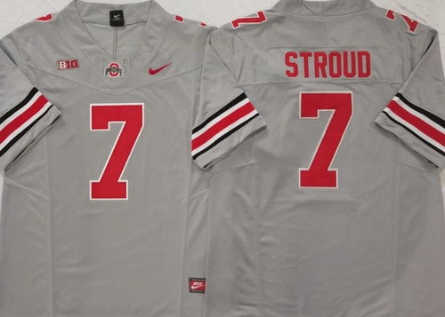 Men's Ohio State Buckeyes #7 CJ Stroud Limited Gray FUSE College Football Jersey