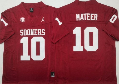 Men's Oklahoma Sooners #10 John Mateer Limited Red College Football Jersey