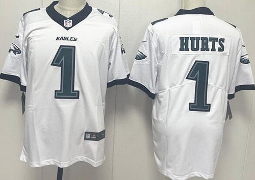 Men's Philadelphia Eagles #1 Jalen Hurts Limited White Vapor Jersey
