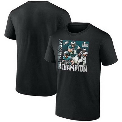 Men's Philadelphia Eagles #26 Saquon Barkley Black Super Bowl LIX Champions T Shirt