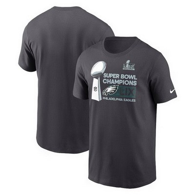 Men's Philadelphia Eagles Anthracite Super Bowl LIX Champions Locker Room Trophy Collection T Shirt