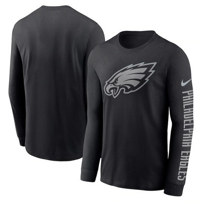 Men's Philadelphia Eagles Black RFLCTV Long Sleeve T Shirt