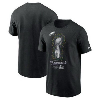 Men's Philadelphia Eagles Black Super Bowl LIX Champions Lombardi Trophy T Shirt