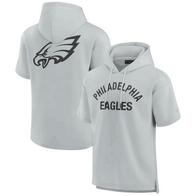 Men's Philadelphia Eagles Gray Super Soft Fleece Short Sleeve Hoodie