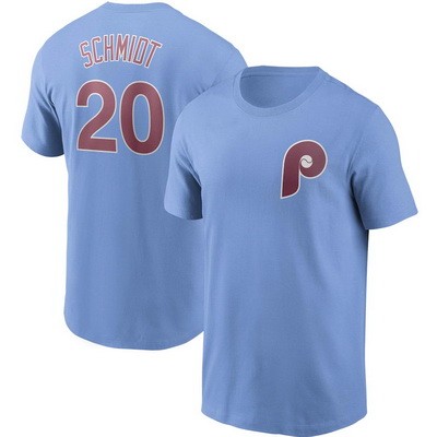 Men's Philadelphia Phillies #20 Mike Schmidt Light Blue Printed T Shirt 112524