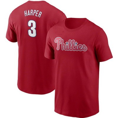 Men's Philadelphia Phillies #3 Bryce Harper Red Printed T Shirt 112415