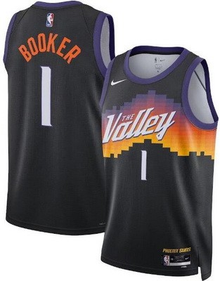 Men's Phoenix Suns #1 Devin Booker Black 2025 City Heat Press Jersey