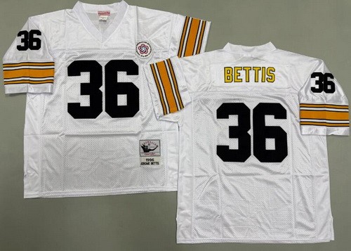 Men's Pittsburgh Steelers #36 Jerome Bettis White 1996 Throwback Jersey