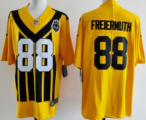 Men's Pittsburgh Steelers #88 Pat Freiermuth Limited Yellow Throwback Vapor Jersey