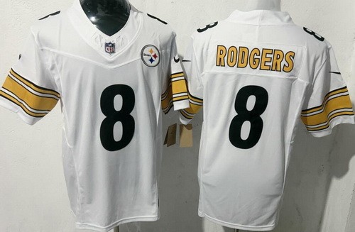 Men's Pittsburgh Steelers #8 Aaron Rodgers Limited White FUSE Vapor Jersey