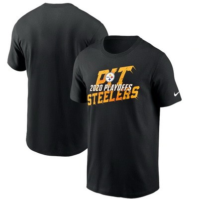 Men's Pittsburgh Steelers Black 2020 NFL Playoffs Bound Shift T Shirt