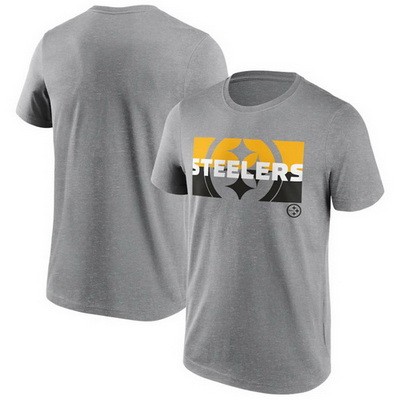 Men's Pittsburgh Steelers Gray Square Off Tri Blend T Shirt