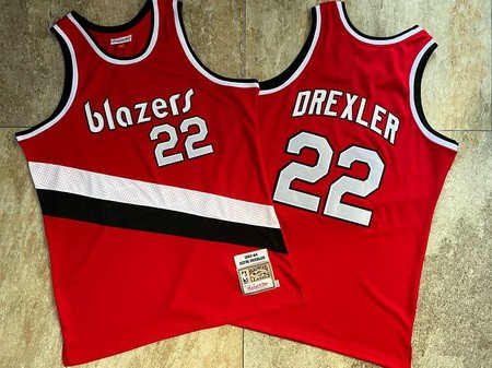Men's Portland Trail Blazers #22 Clyde Drexler Red 1983 Hollywood Classic Authentic Jersey