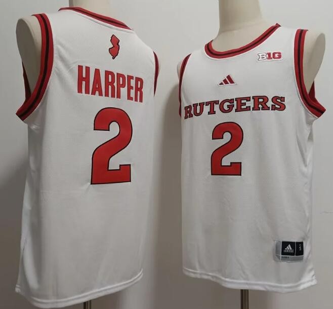 Men's Rutgers Scarlet Knights #2 Dylan Harper White College Basketball Jersey