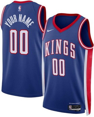 Men's Sacramento Kings Custom Blue 2024 City Heat Press Jersey