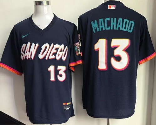 Men's San Diego Padres #13 Manny Machado Navy 2026 City Connect Stadium Jersey