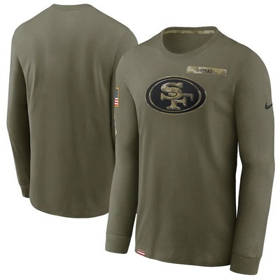 Men's San Francisco 49ers Olive 2021 Salute To Service Performance Long Sleeve T-Shirt