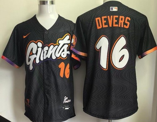 Men's San Francisco Giants #16 Rafael Devers Black 2025 City Connect Limited Jersey