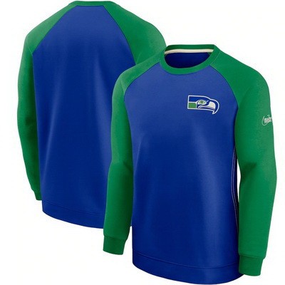 Men's Seattle Seahawks Historic Raglan Crew Performance Sweater