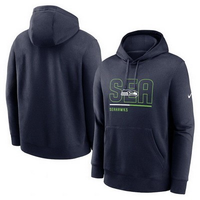 Men's Seattle Seahawks Navy City Code Club Fleece Pullover Hoodie