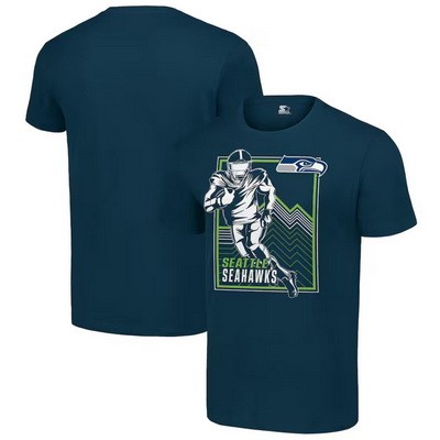 Men's Seattle Seahawks Navy Graphic Shield Logo T Shirt