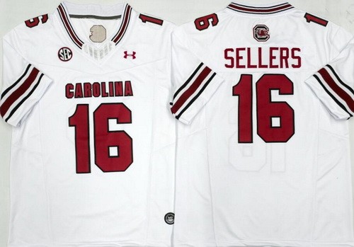 Men's South Carolina Gamecocks #16 LaNorris Sellers White FUSE College Football Jersey