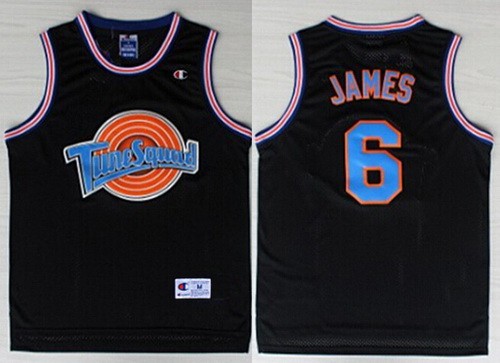 Men's Space Jam Tune Squad #6 Lebron James Black Basketball Jersey