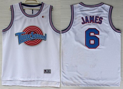 Men's Space Jam Tune Squad #6 Lebron James White Basketball Jersey