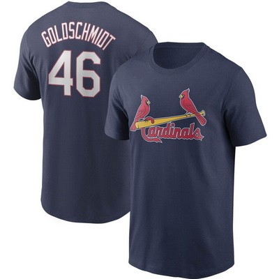 Men's St Louis Cardinals #46 Paul Goldschmidt Navy Printed T Shirt 112130