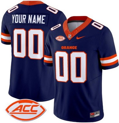 Men's Syracuse Orange Custom Limited Navy FUSE College Football Jersey